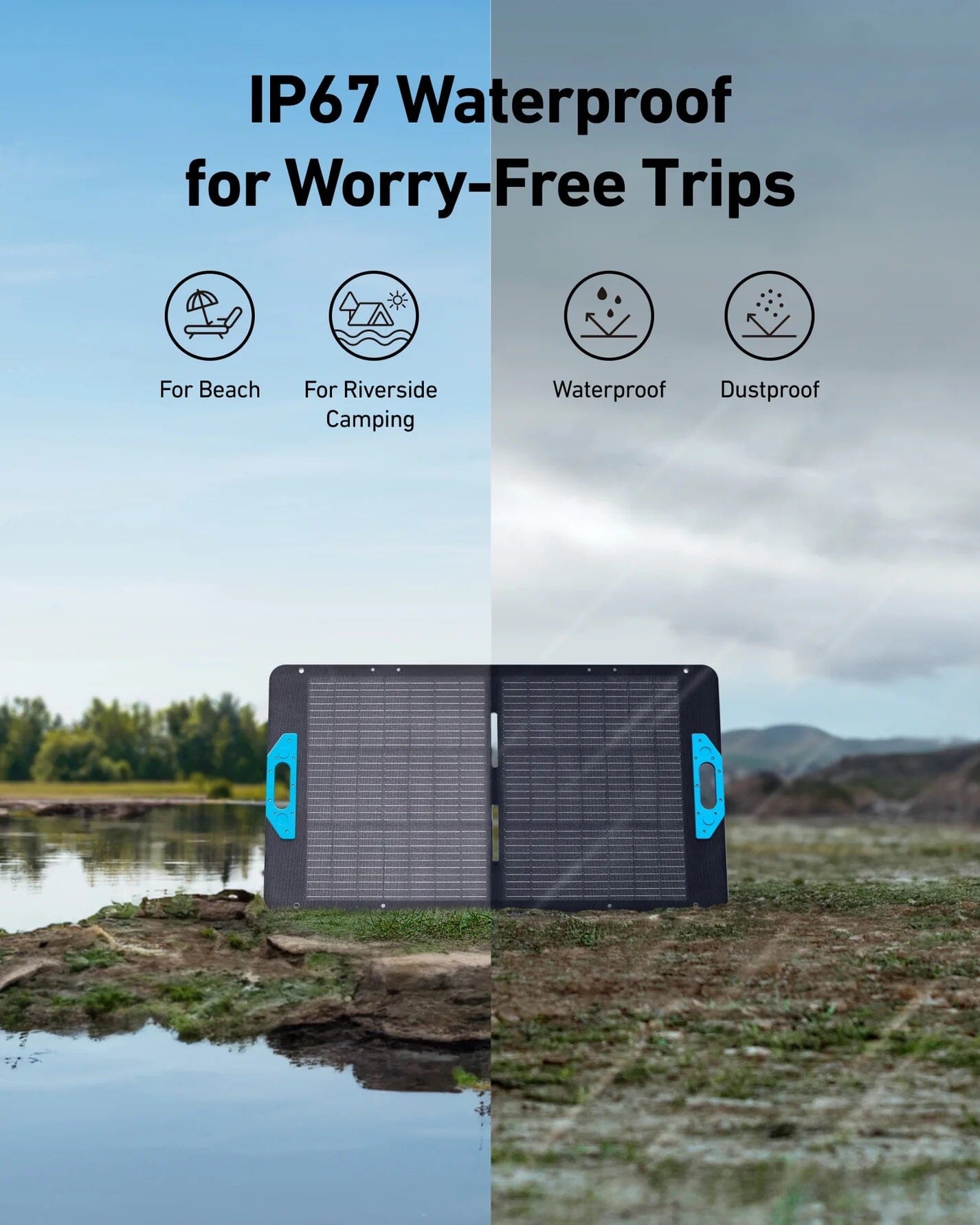 Anker SOLIX PS100 Portable Solar Panel - 100 Watt Monocrystalline, IP67 Waterproof