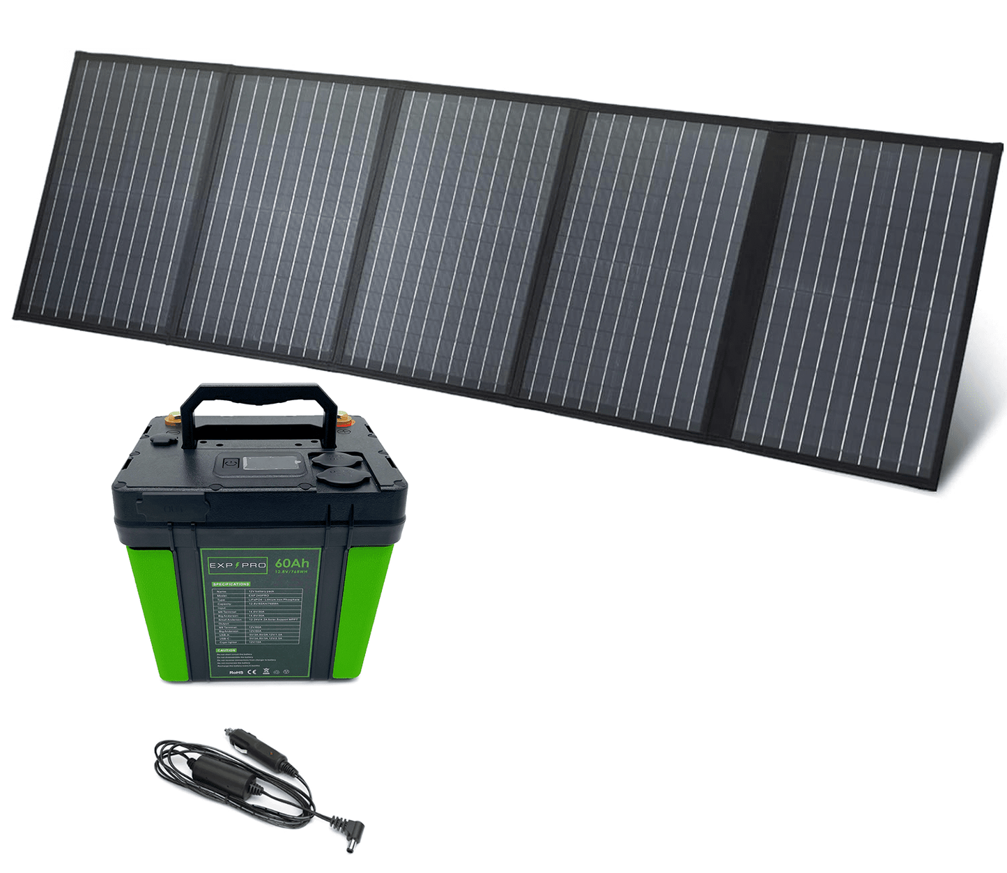 EXP240PRO + 100 Watt Solar Panel Bundle | CPAP Off-Grid Charging System