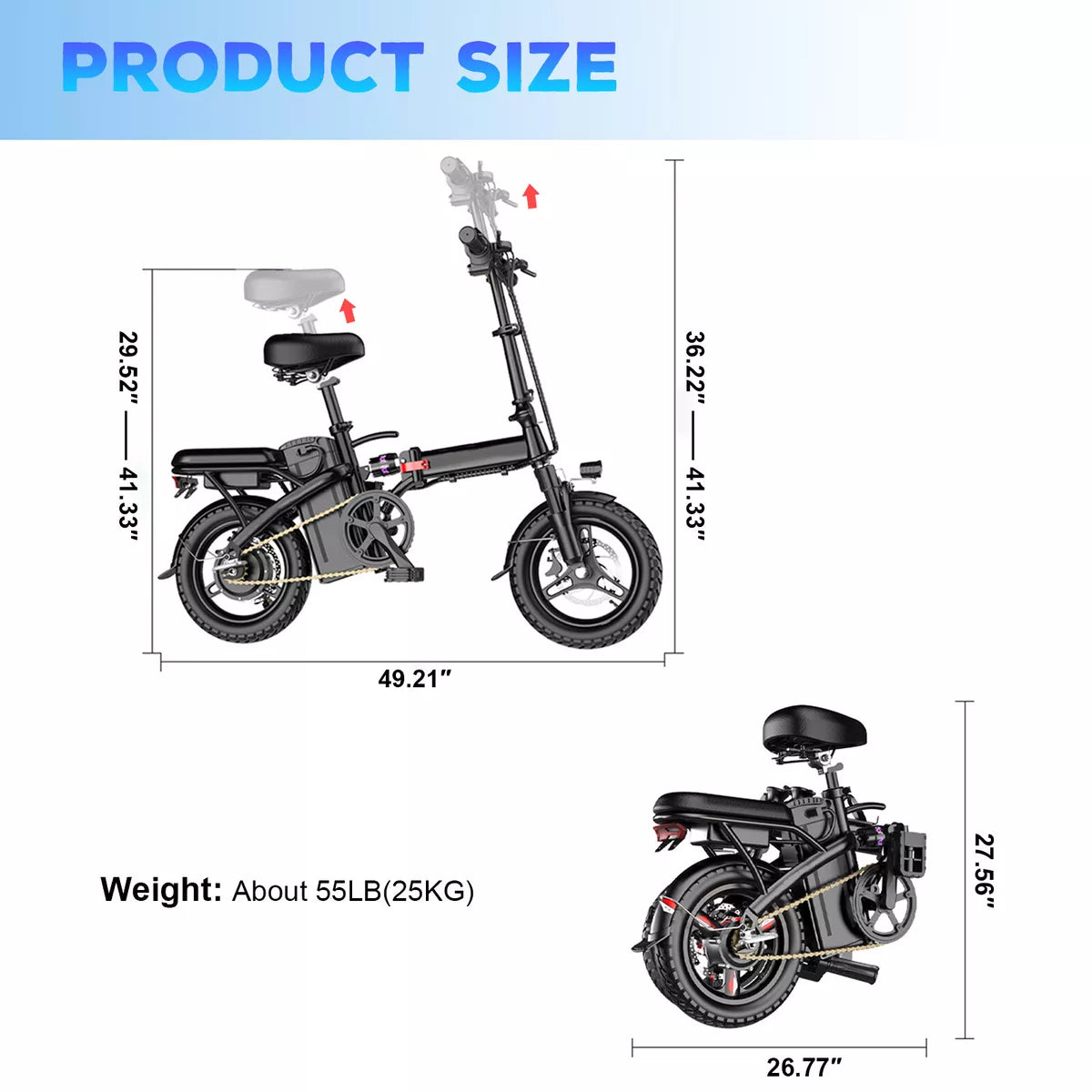 EBK 14" 400W 48V Folding Electric Bike Bicycle E-bike City ebike