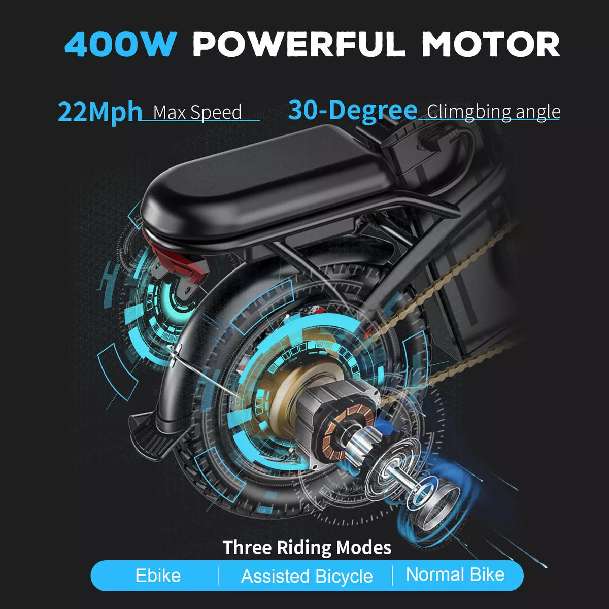 EBK 14" 400W 48V Folding Electric Bike Bicycle E-bike City ebike